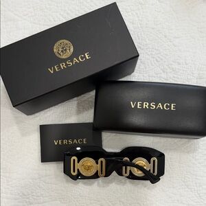 Versace Black Sunglasses with Gold Medallions